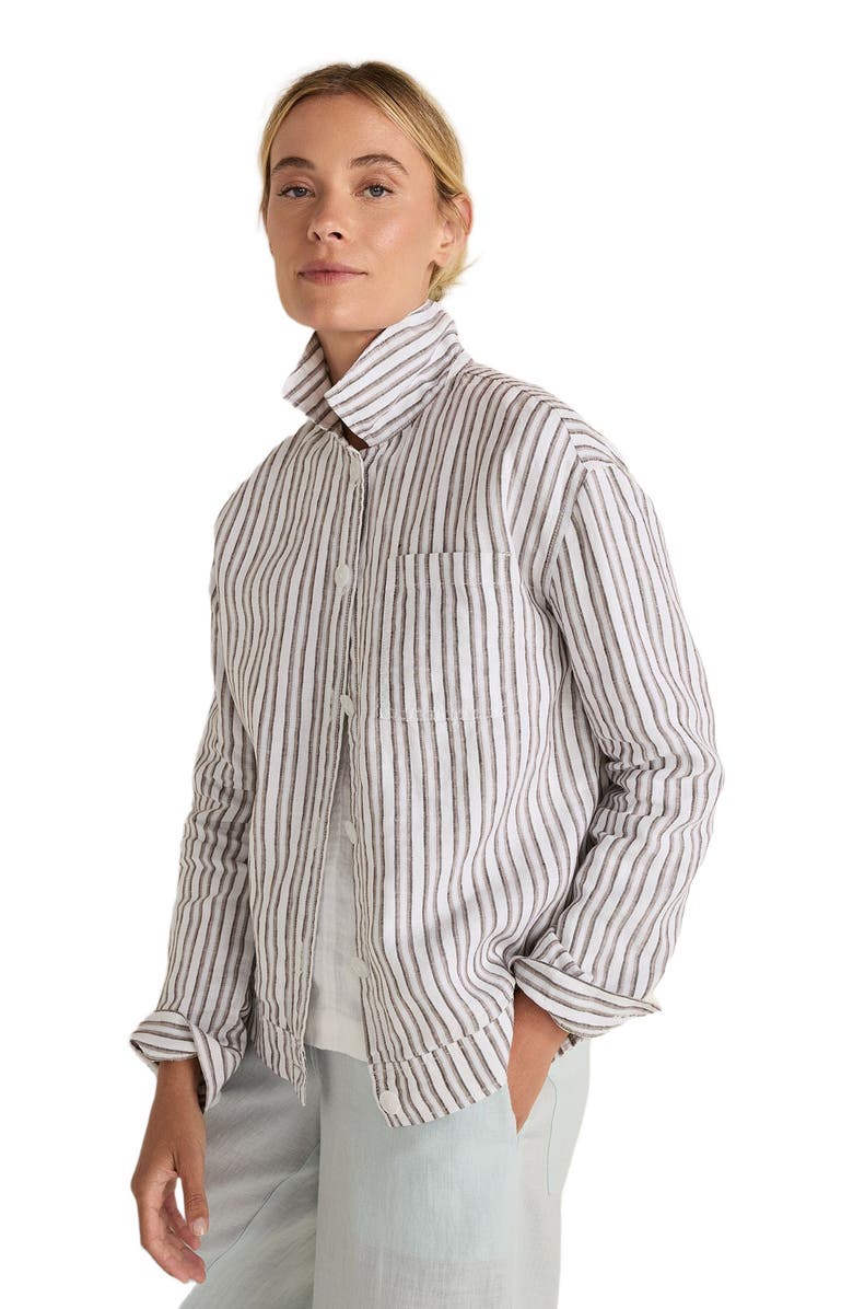 Haven Well Within Everweave Linen Stripe Boxy Jacket, Main, color, Woven Multi Stripe Coffee