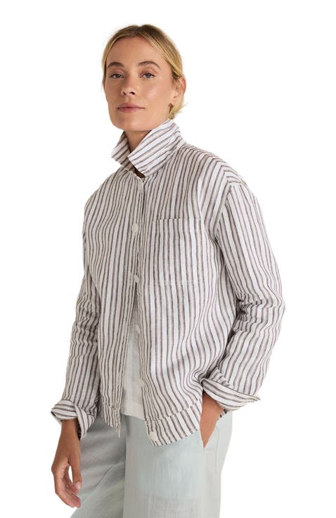 Everweave Linen Stripe Boxy Jacket