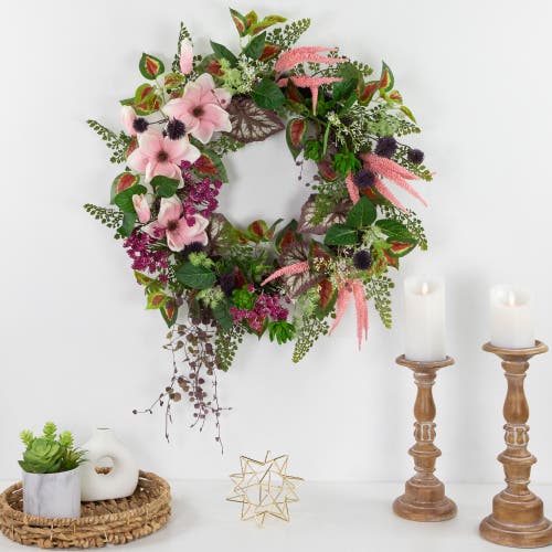 Northlight Succulent & Fern Artificial Floral Wreath In Green