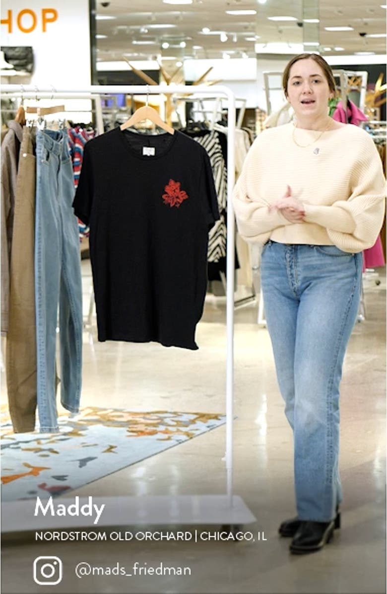 Flame Embroidered Floral Cotton T-Shirt, sales video thumbnail