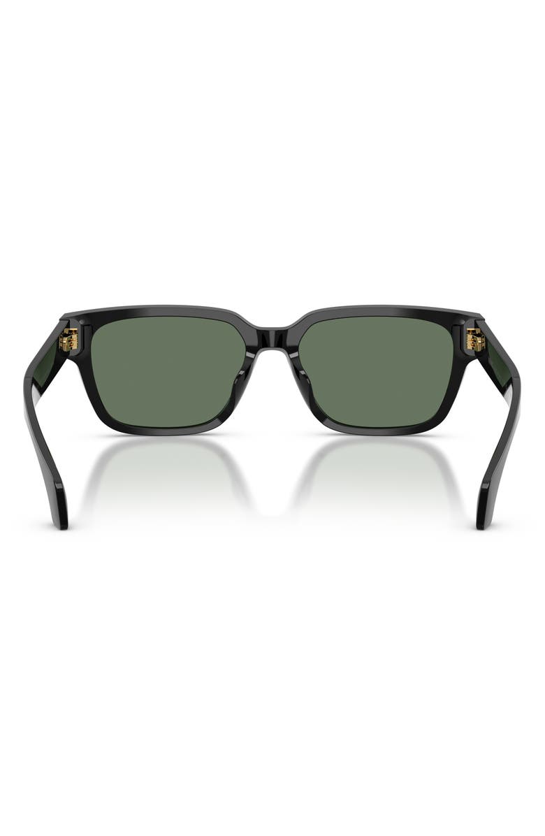 Versace 56mm Rectangular Sunglasses, Alternate, color, Black / Dark Green