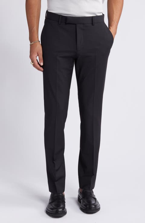 Solid Slim Fit Wool Blend Trousers