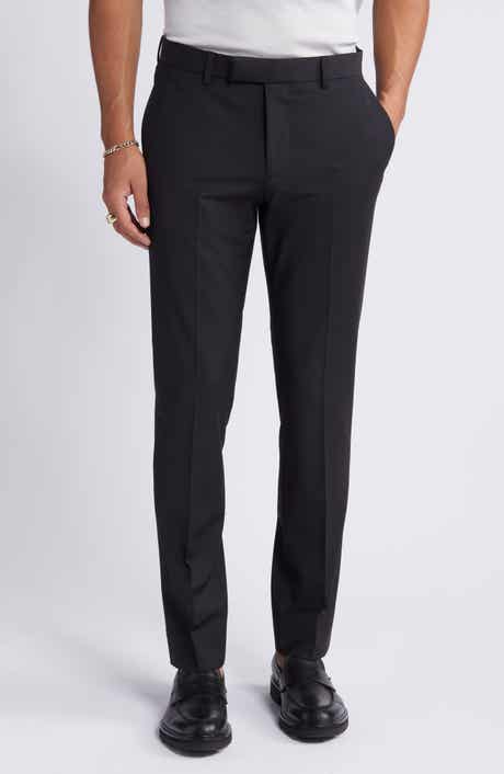 Open Edit Solid Slim Fit Wool Blend Trousers