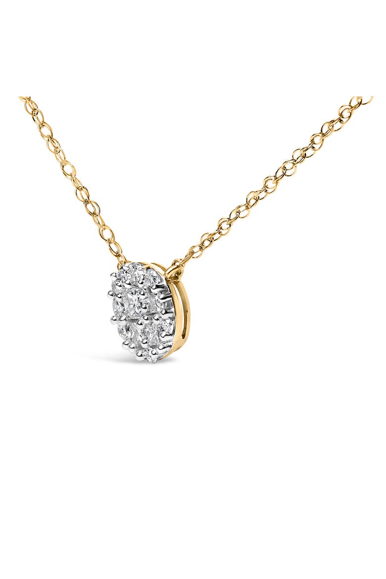 14K Yellow Gold Plated Sterling Silver 3/8 Cttw Diamond Cluster Pendant Necklace, Alternate, color, Yellow Gold over Silver