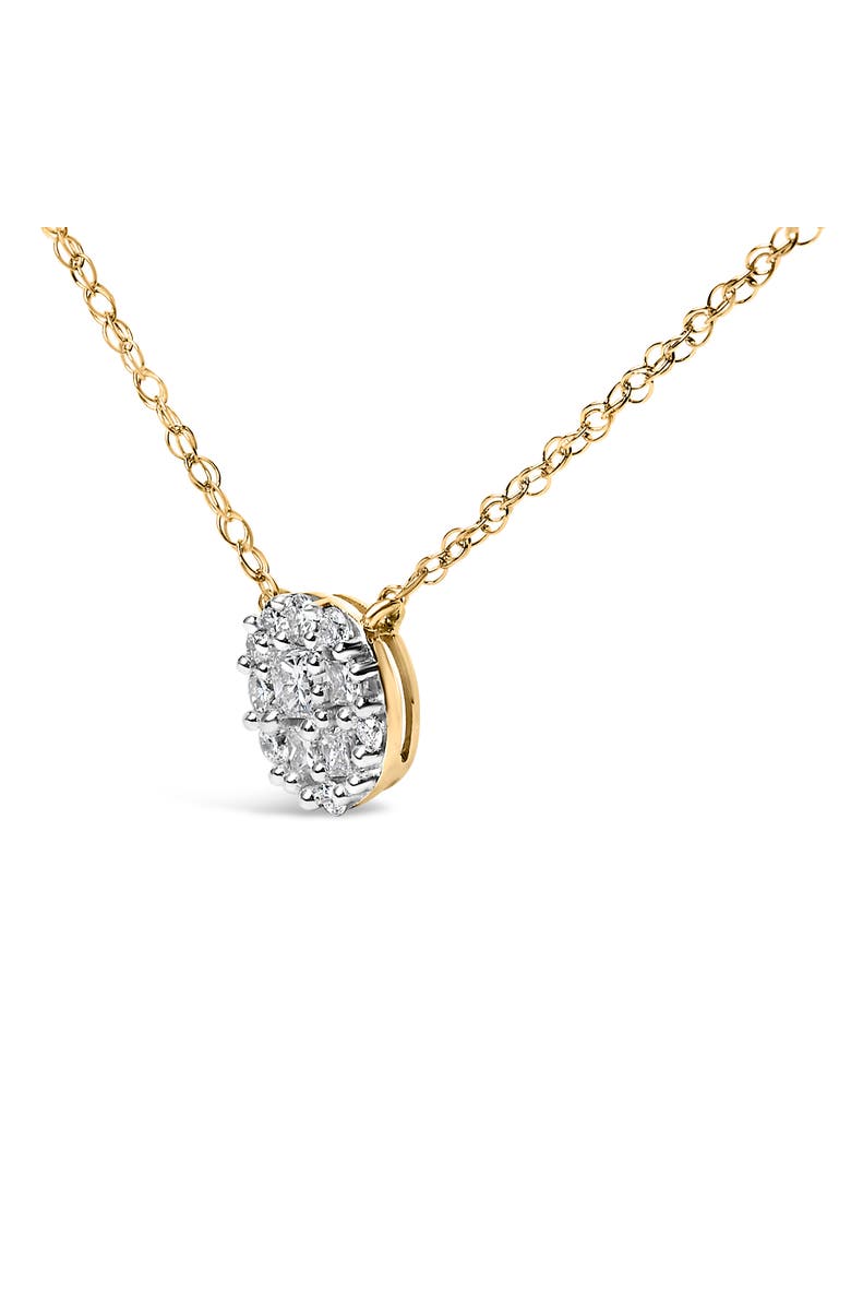 Haus of Brilliance 14K Yellow Gold Plated Sterling Silver 3/8 Cttw Diamond Cluster Pendant Necklace, Alternate, color, Yellow Gold Over Silver