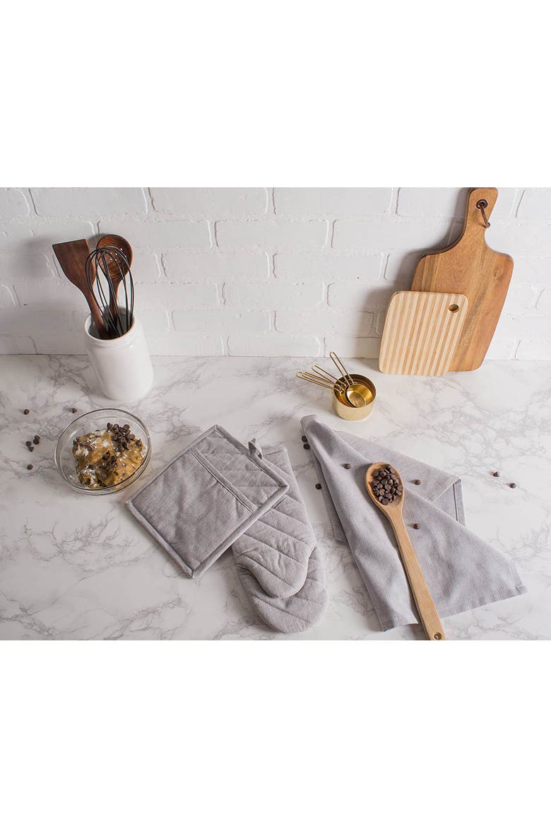 Solid Chambray Dishtowel Set/3, Alternate, color, Gray