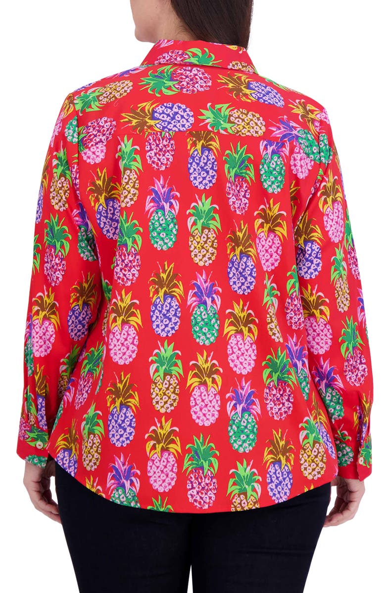 Foxcroft Zoey Pineapple Button-Up Shirt, Alternate, color, 