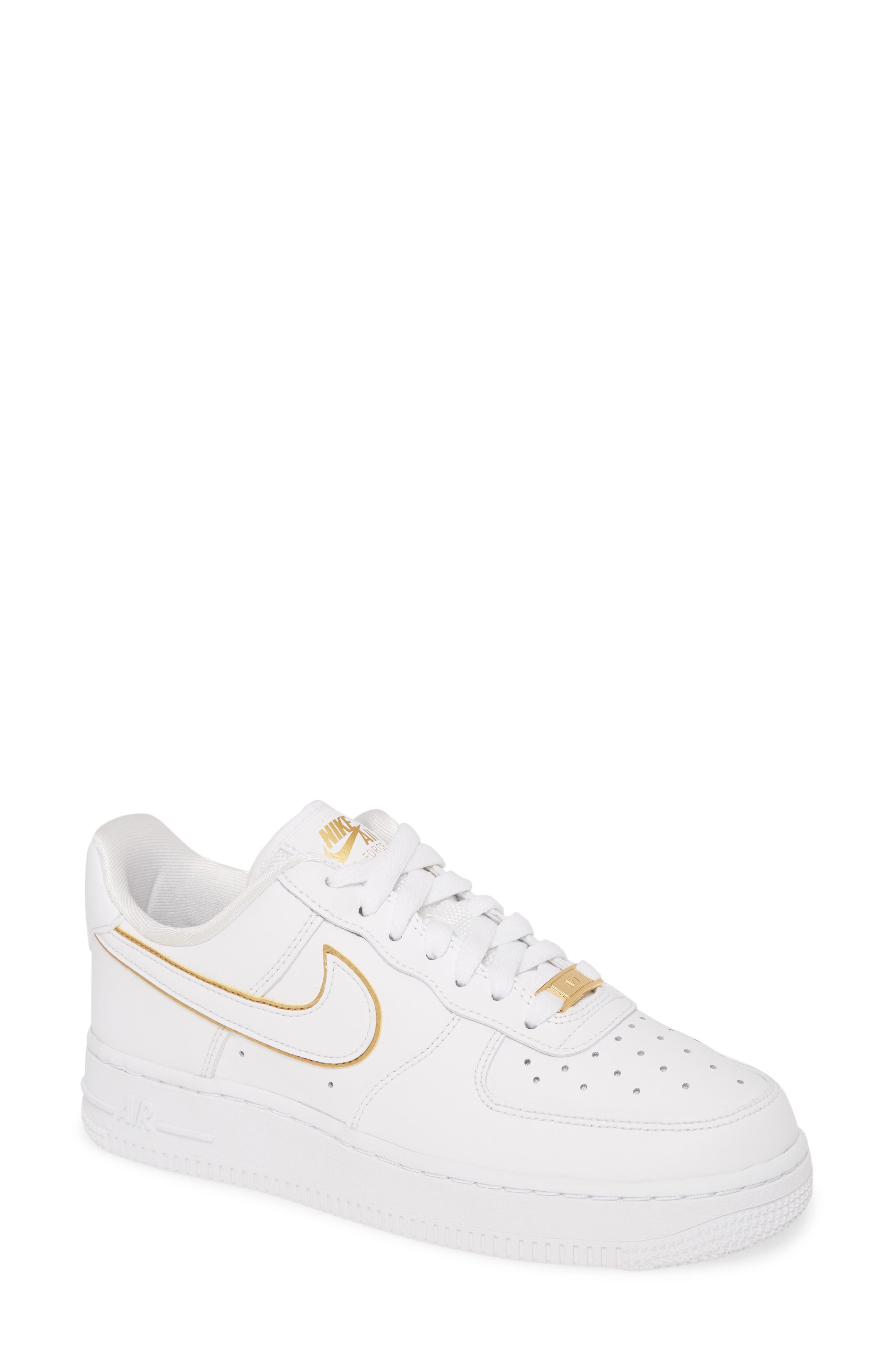 Air Force 1 '07 ESS Sneaker, Main, color, WHITE/ METALLIC GOLD
