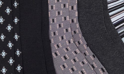 Nordstrom Rack Assorted 5-pack Geo, Stripe & Solid Dress Socks In Black -grey -multi