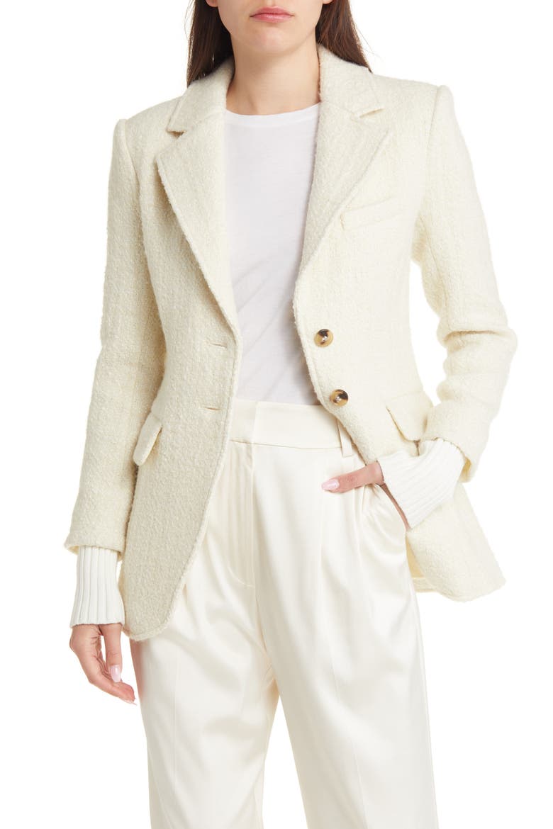 The City Layered Tweed Blazer, Main, color, WHITE BOUCLE
