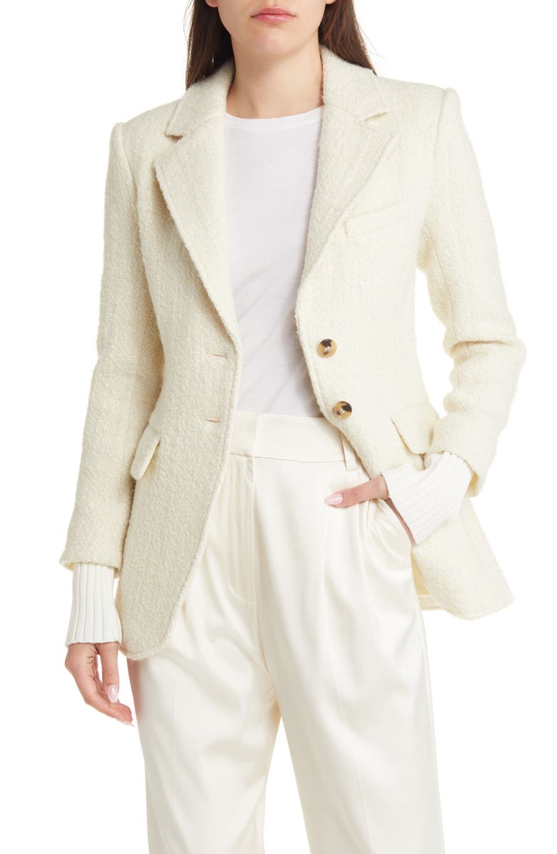 Favorite Daughter The City Layered Tweed Blazer, Main, color, White Boucle