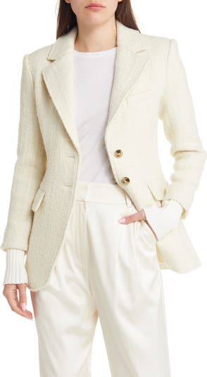 Cream tweed blazer womens best sale