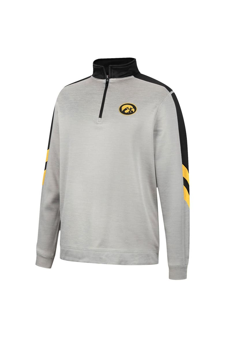 Men's Colosseum Gray/Black Iowa Hawkeyes Bushwood Fleece Quarter-Zip Jacket, Alternate, color, Gray