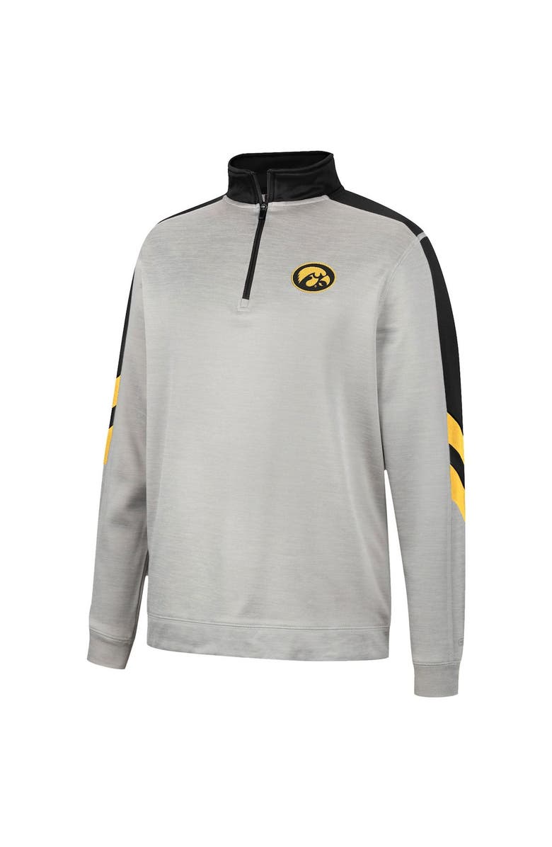 COLOSSEUM Men's Colosseum Gray/Black Iowa Hawkeyes Bushwood Fleece Quarter-Zip Jacket, Alternate, color, Gray