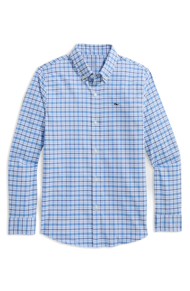 vineyard vines Kids' Bellamy brrrº Plaid Button-Down Shirt, Main, color, Ocean Splash