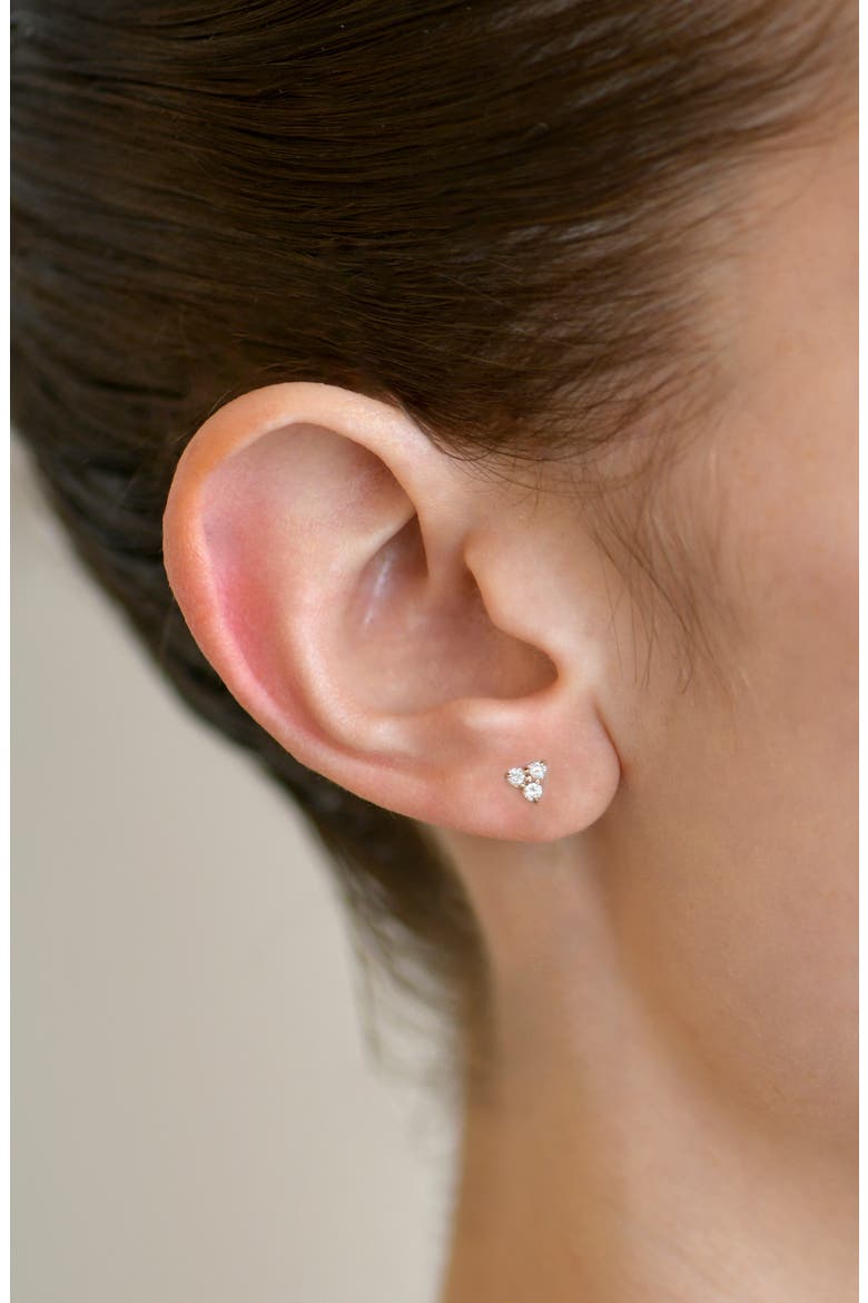 Cléo Trio Triangle Diamond Stud Earring, Alternate, color, 14K YELLOW GOLD/ DIAMOND