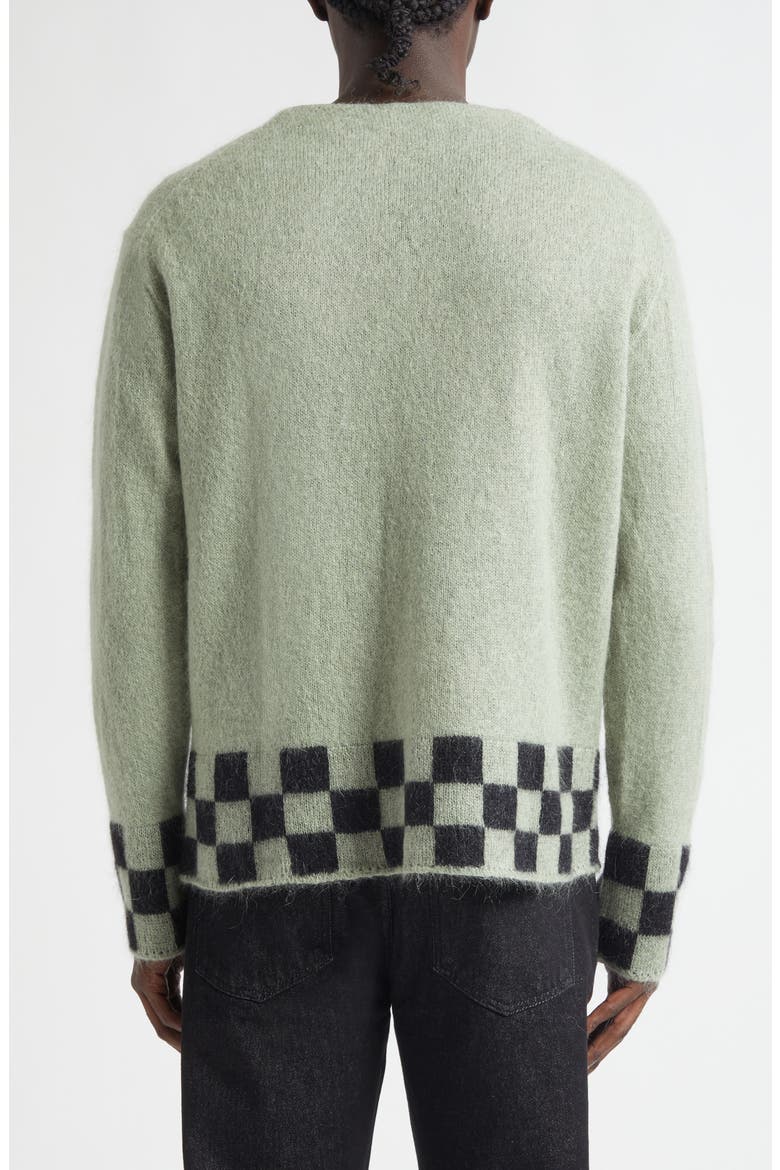 Chevy Mohair V-Neck Cardigan, Alternate, color, GREEN/ BLACK
