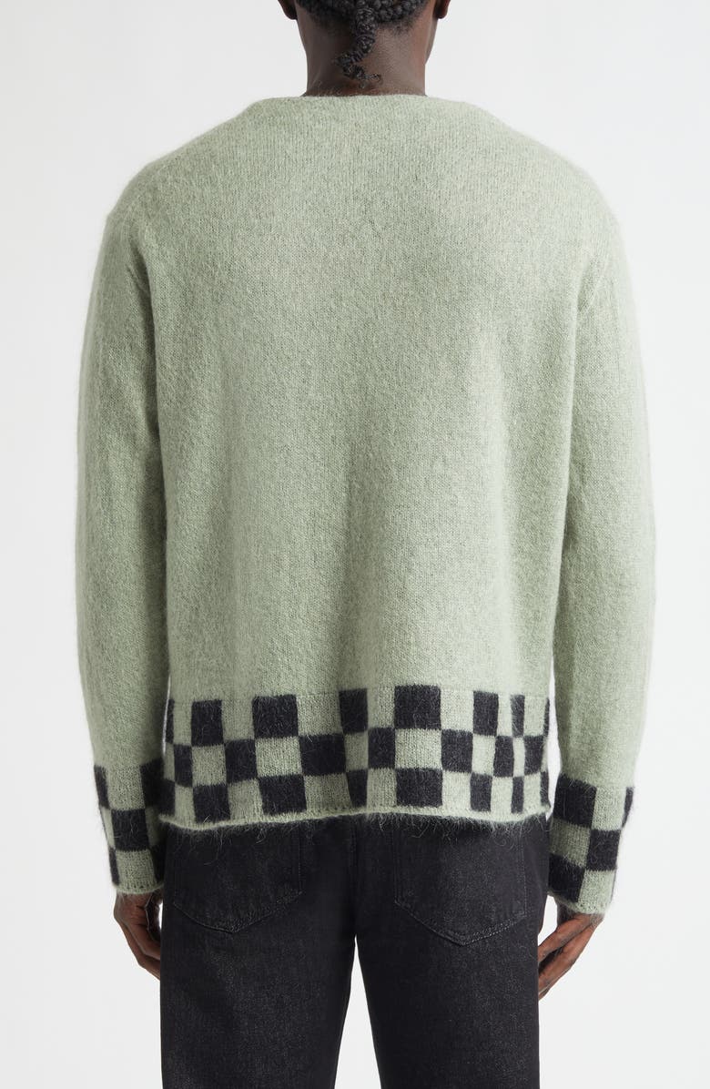 Second Layer Chevy Mohair V-Neck Cardigan, Alternate, color, Green/ Black