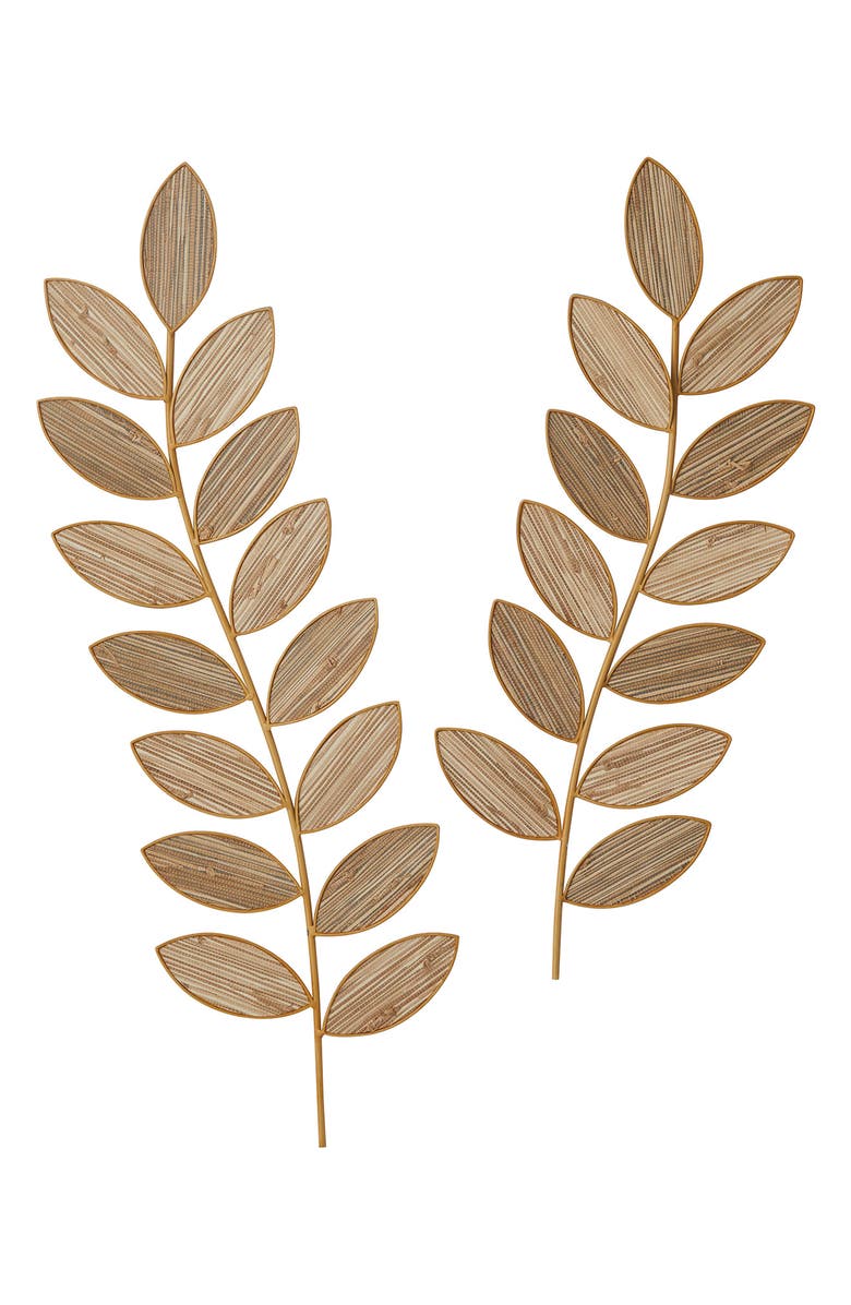 SONOMA SAGE HOME Brown Metal Leaf Wall Decor - Set of 2, Main, color, Brown