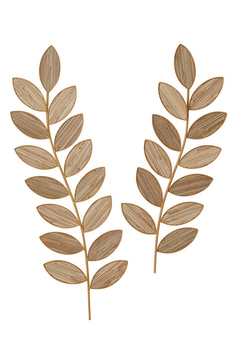 Brown Metal Leaf Wall Decor - Set of 2