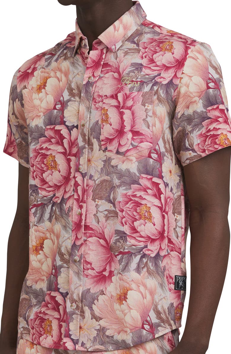 PRPS Floral Short Sleeve Button-Up Shirt, Alternate, color, 