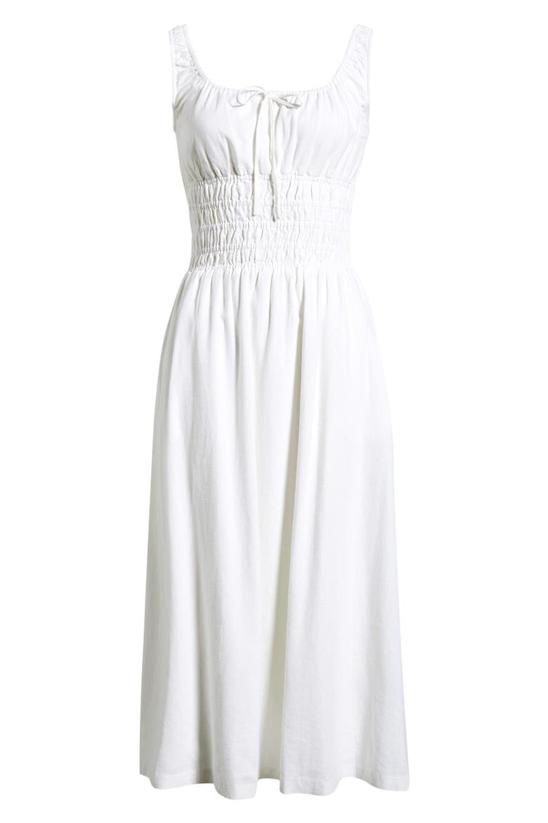 Smocked Waist Midi Dress, Alternate, color, WHITE