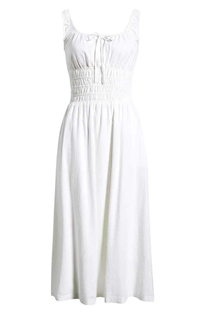Open Edit Smocked Waist Midi Dress, Alternate, color, White