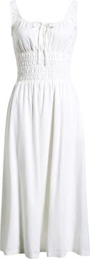 Open Edit Smocked Waist Midi Dress