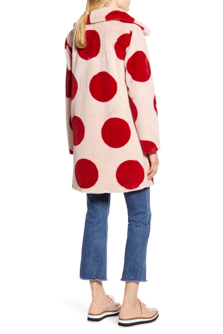 x Atlantic-Pacific Polka Dot Faux Fur Coat (Nordstrom Exclusive), Alternate, color, PINK- RED SPOTTED DOTS