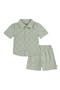 Checkered Terry Short Sleeve Button-Up Shirt & Shorts