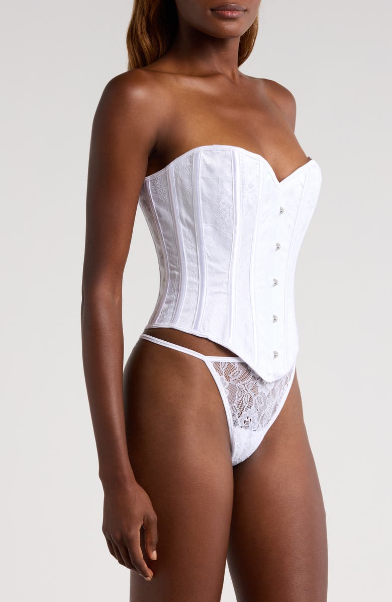 Coquette Lace Overlay Corset, Alternate, color, White