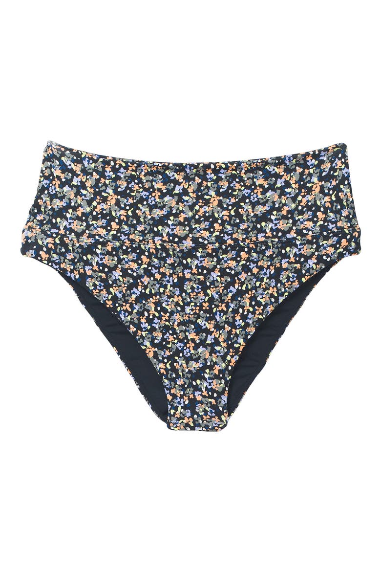 Aurelia High Leg Bikini Bottoms, Main, color, BLACK PETALS