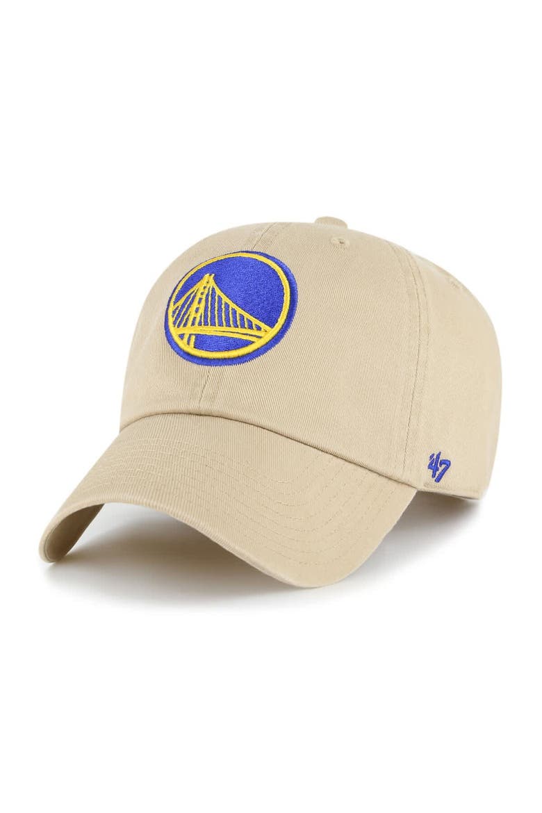 Men's '47  Khaki Golden State Warriors Logo Clean Up Adjustable Hat, Main, color, Khaki