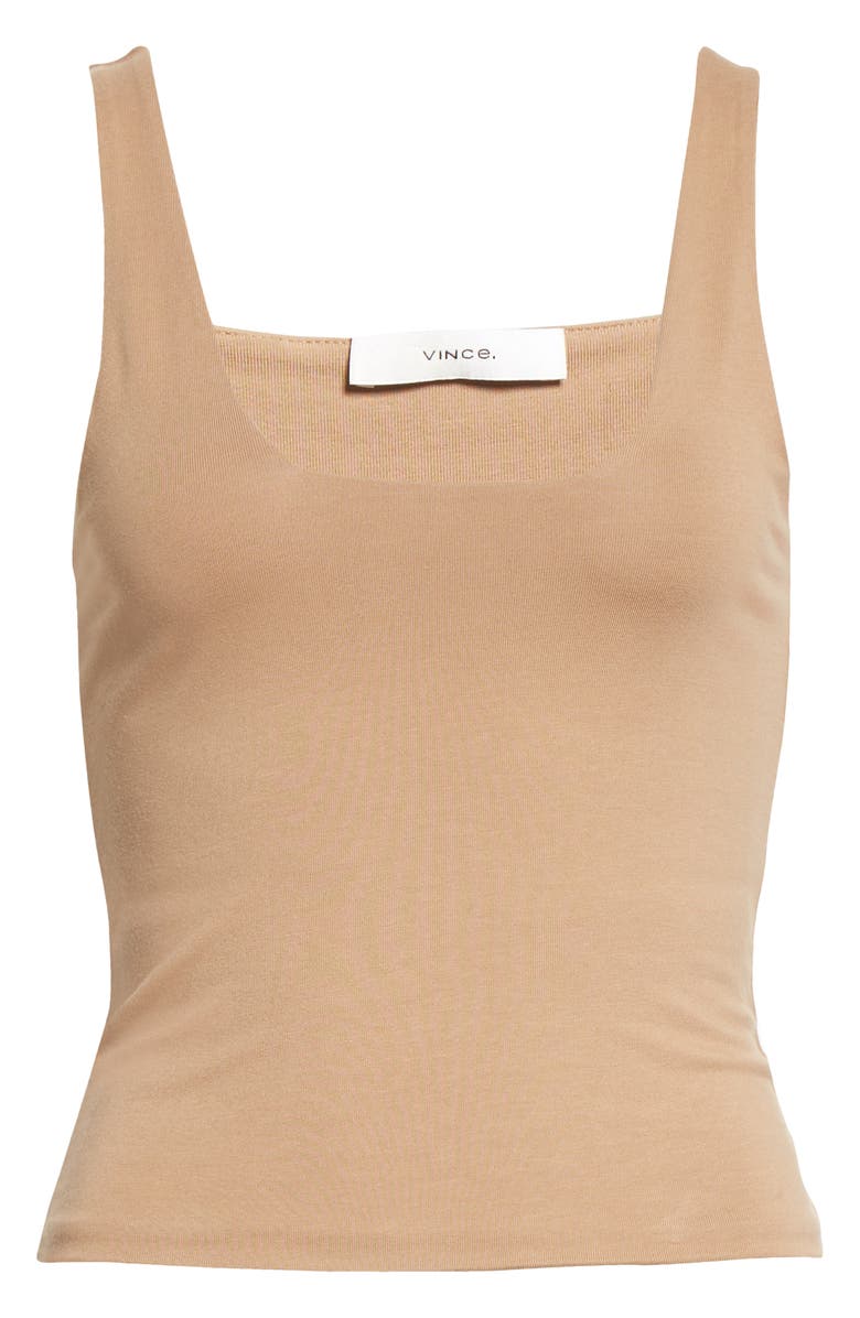 Vince Square Neck Stretch Tank Top, Alternate, color, Dark Hazel