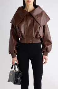 Balenciaga Wrap Collar Leather Blouson