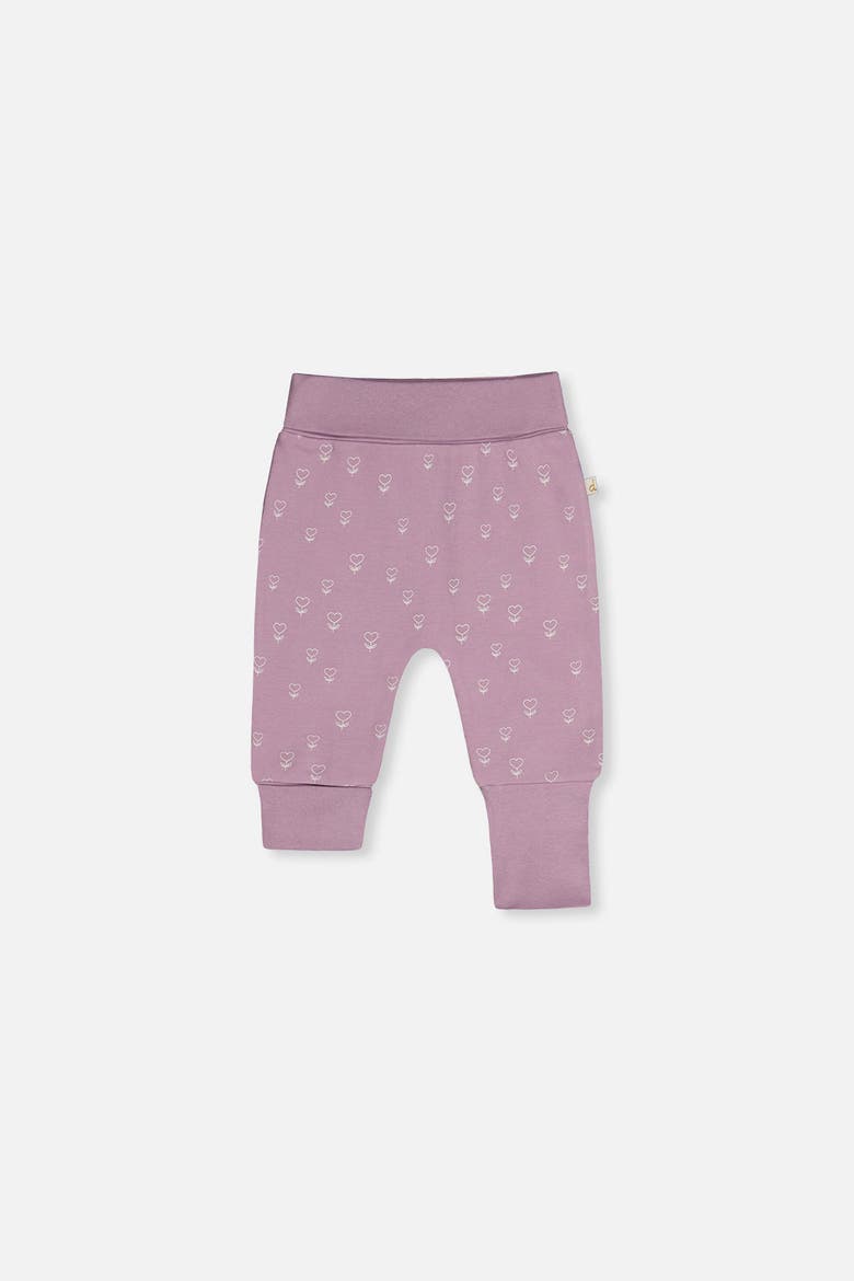 Organic Cotton Floral Cuff Two Evolutive Pants Set, Alternate, color, Purple Floral Print
