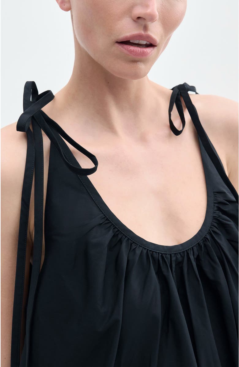 CO Gathered Halter Dress in Cotton Poplin, Alternate, color, Black