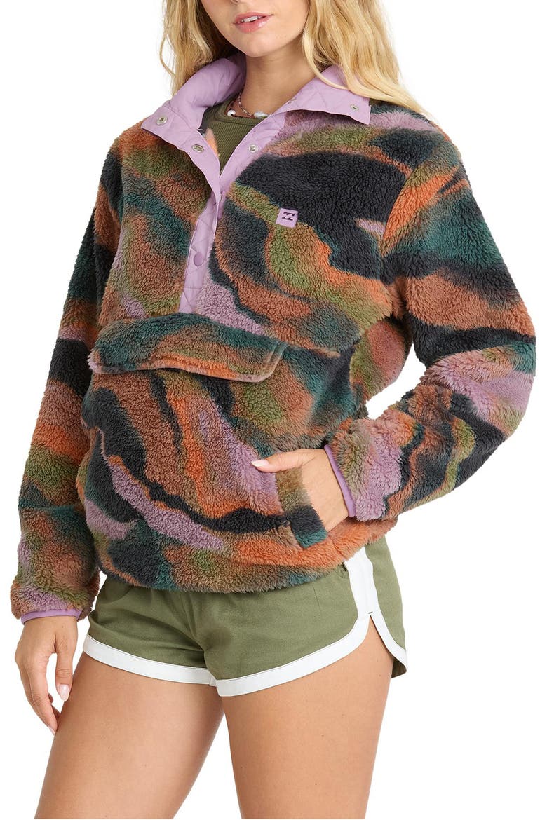 Switchback Sherpa Pullover, Alternate, color, BLACK MULTI