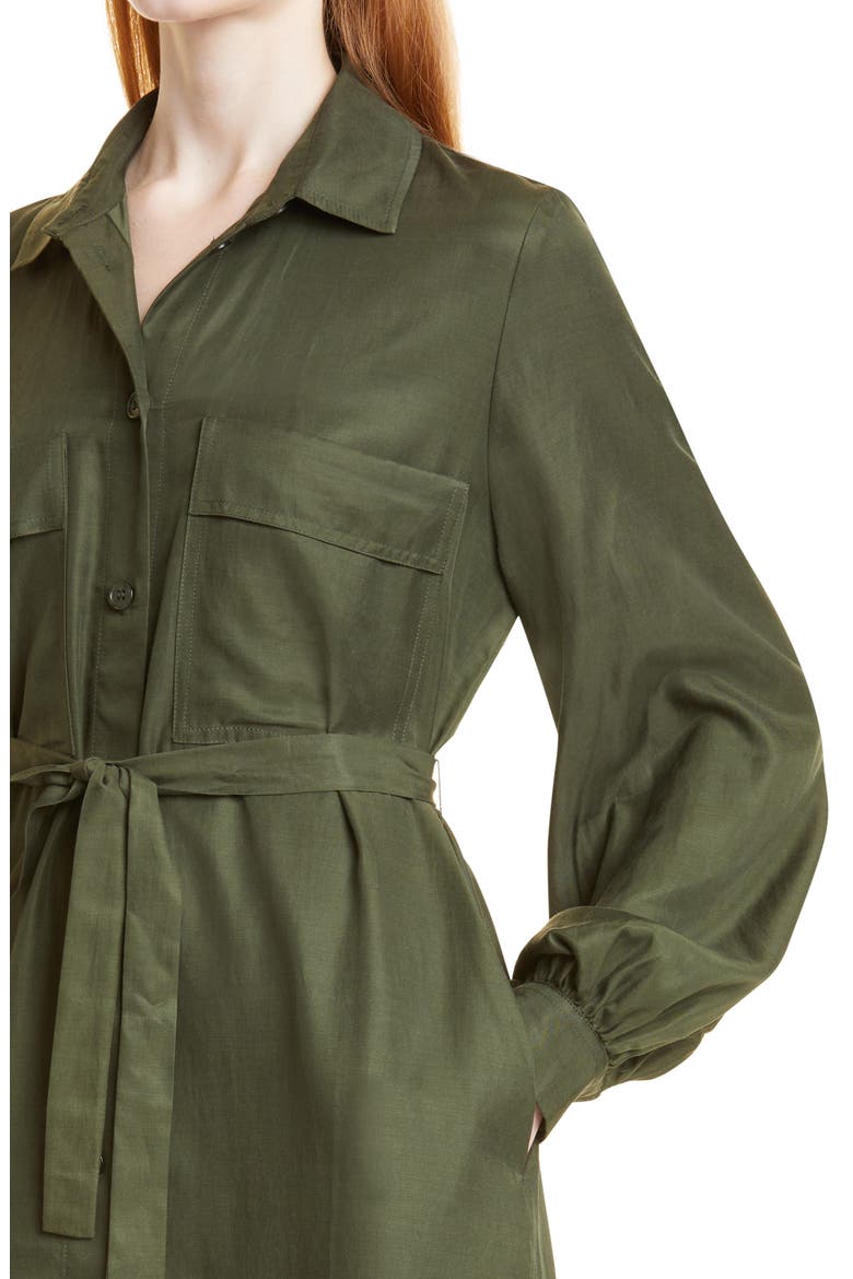 Camila Long Sleeve Midi Shirtdress, Alternate, color, DUFFEL BAG