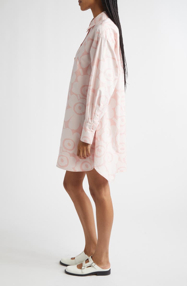 Marimekko Kuvitelma Unikko Long Sleeve Cotton Poplin Shirtdress, Alternate, color, Light Pink