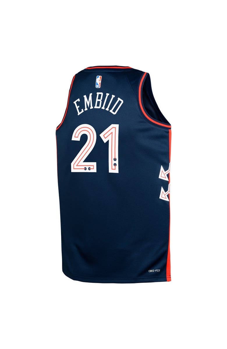 Nike Youth Nike Joel Embiid Navy Philadelphia 76ers Swingman Replica Jersey - City Edition, Alternate, color,