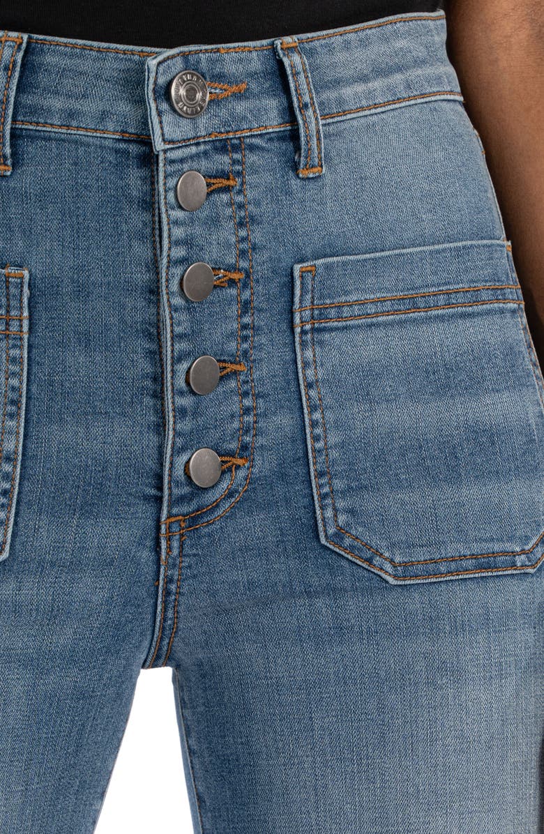 KUT from the Kloth Meg Patch Pocket Exposed Button High Waist Wide Leg Jeans, Alternate, color, 