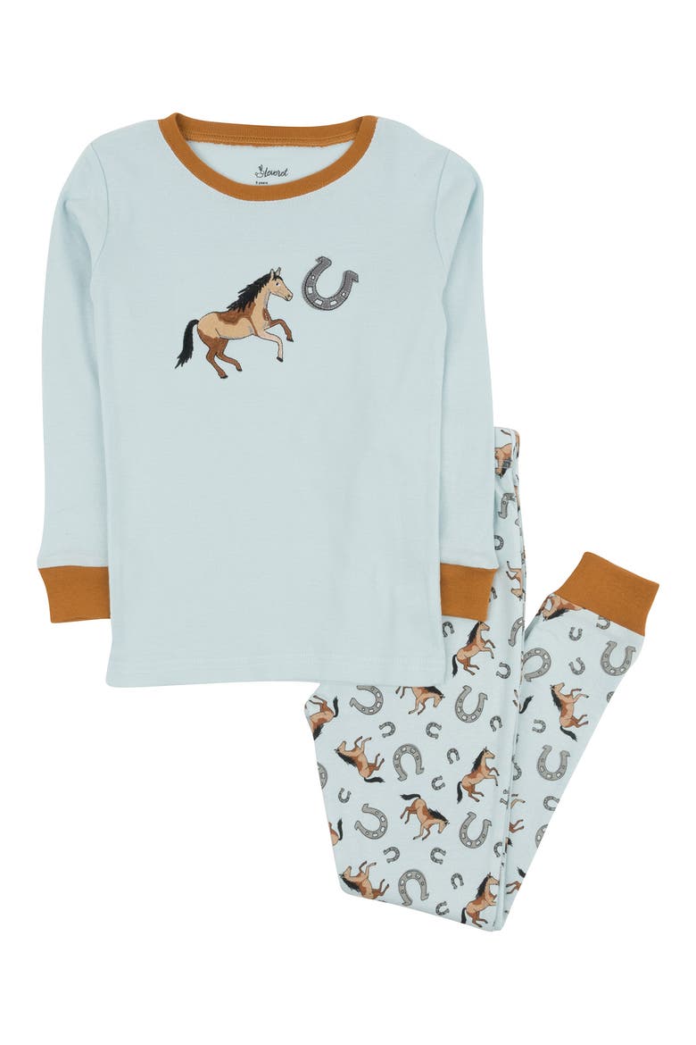 2-Piece Horse Print Pajamas, Main, color, BLUE
