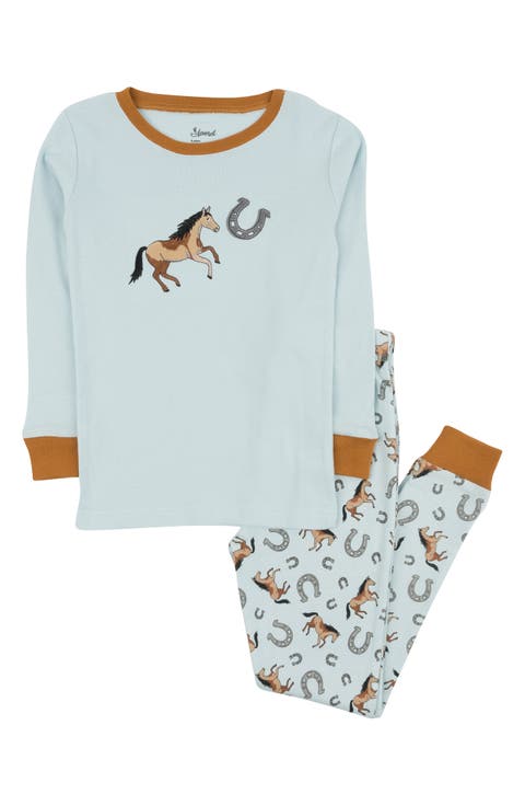 LEVERET 2-Piece Horse Print Pajamas