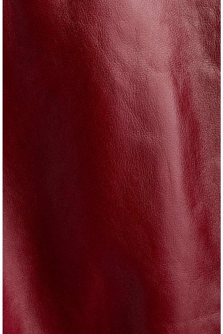 Valina Leather Jacket with Faux Fur Collar, Alternate, color, DEEP RED