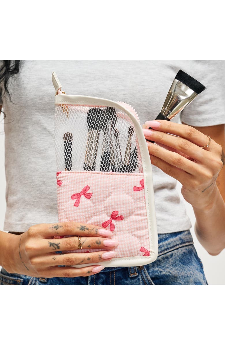 URBAN EXPRESSIONS HANDBAGS Makeup MVP Brush Holder, Main, color, Pink Bow
