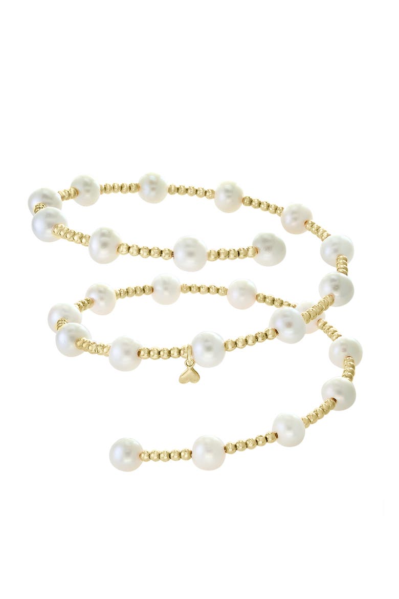 14K Yellow Gold Golden Pearl Garden Bracelet, Main, color, White
