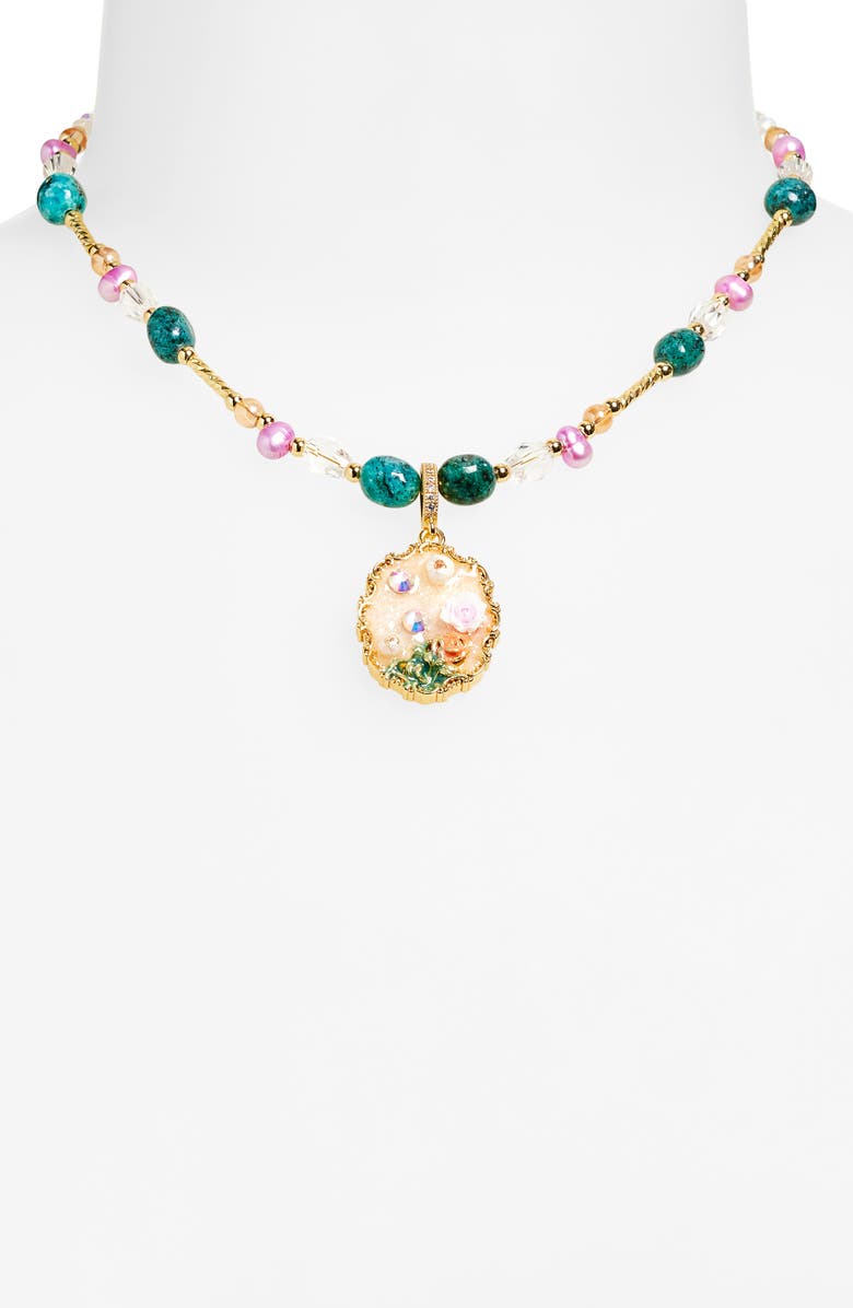 EYE CANDY LOS ANGELES Cassy Beaded Shell Pearl Pendant Necklace, Alternate, color, Gold