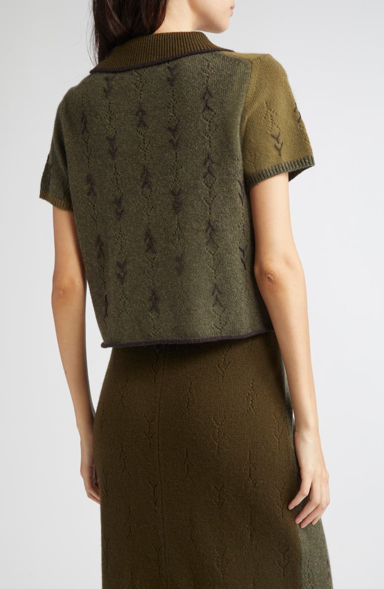 YanYan Daisy Colorblock Short Sleeve Lambswool Cardigan, Alternate, color,