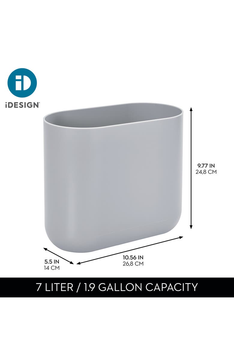iDesign Small Plastic 1.9 Gallon / 7 L Oval Bathroom Trash Can, 2-Pack, Gray, Alternate, color, Gray